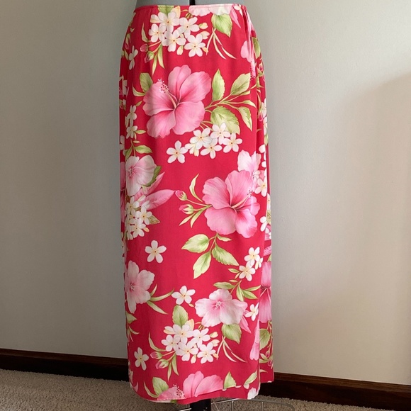 Maxi Silk Skirt Talbots Women's Size 8 Faux Wrap Floral Print - Pre-Owned - Picture 1 of 8